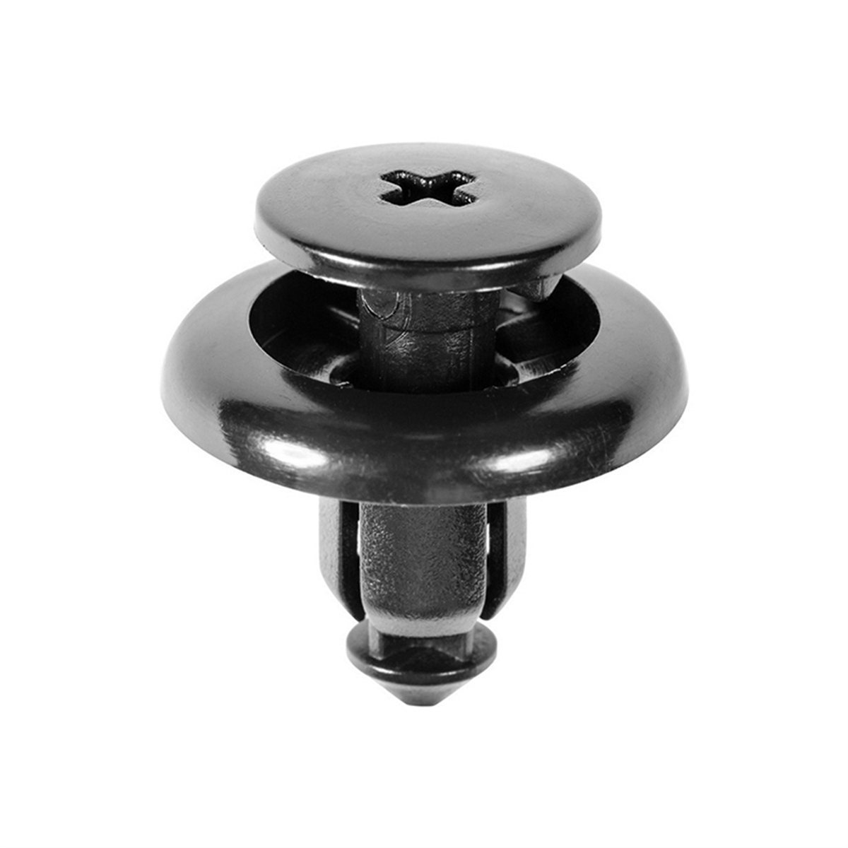 AVC19315 20 Dia. Head x 9 Stem mm Push & Screw-Type with Open End Mud Guard Retainer, Nylon & Black
