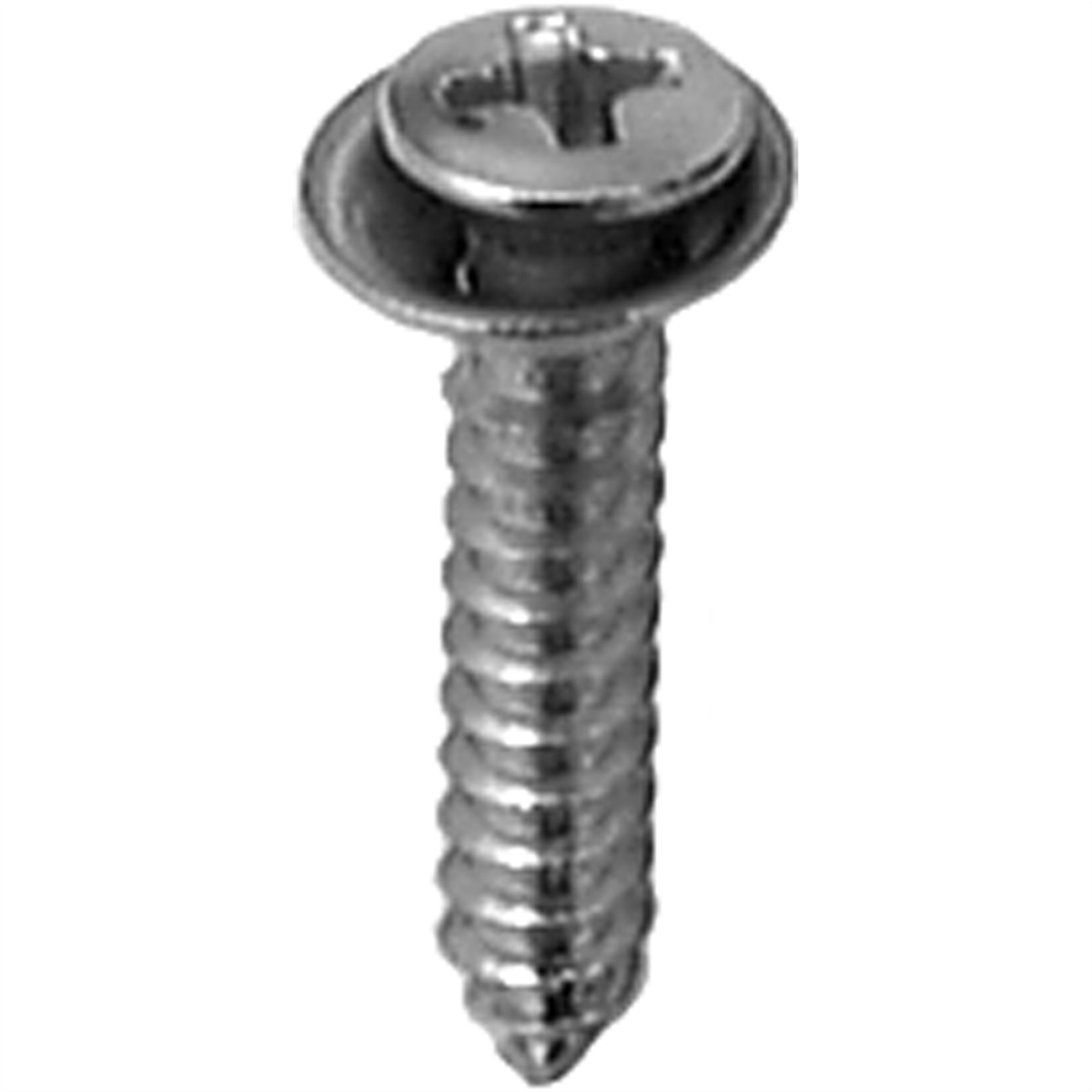 8 x 7/8in Phillips Oval Hex Sems Tapping Screw Flush Chrome, 100PK