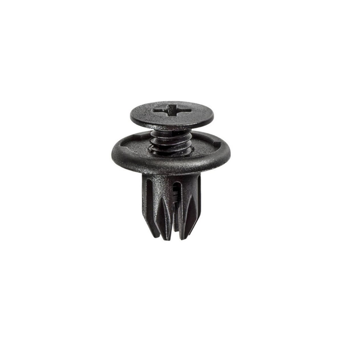 AVC17267 20 mm Dia. Head Push Screw-Type with Open End Front & Rear Bumper Retainer, Nylon - Black