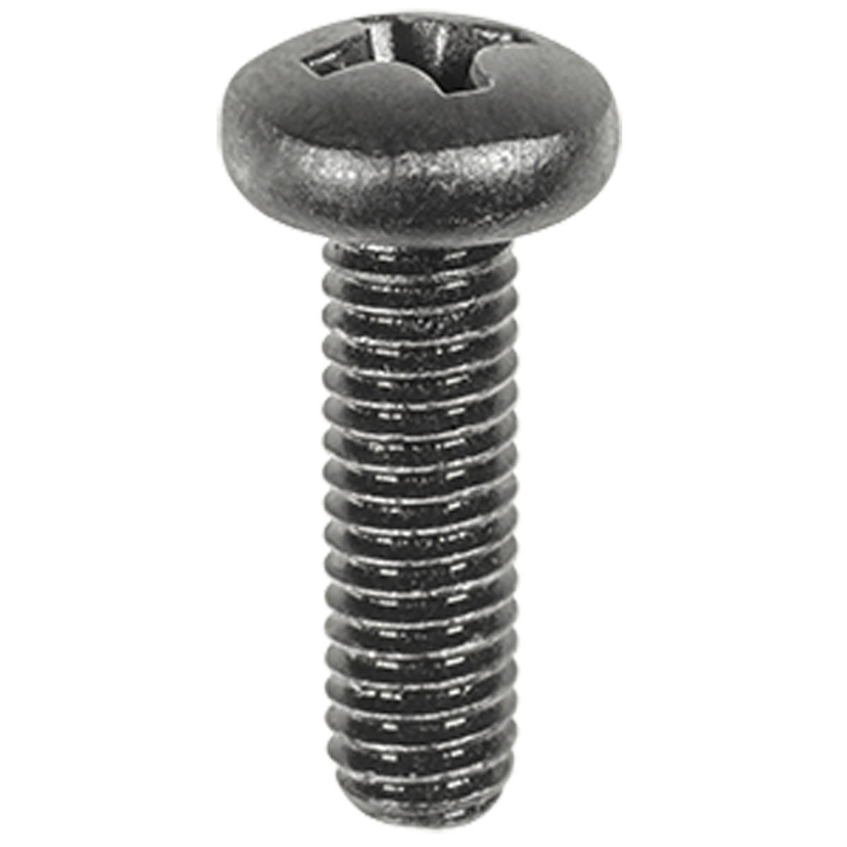 Phillips Pan Head. License Plate Screw Black M6-1.0 x 20mm., 50PK