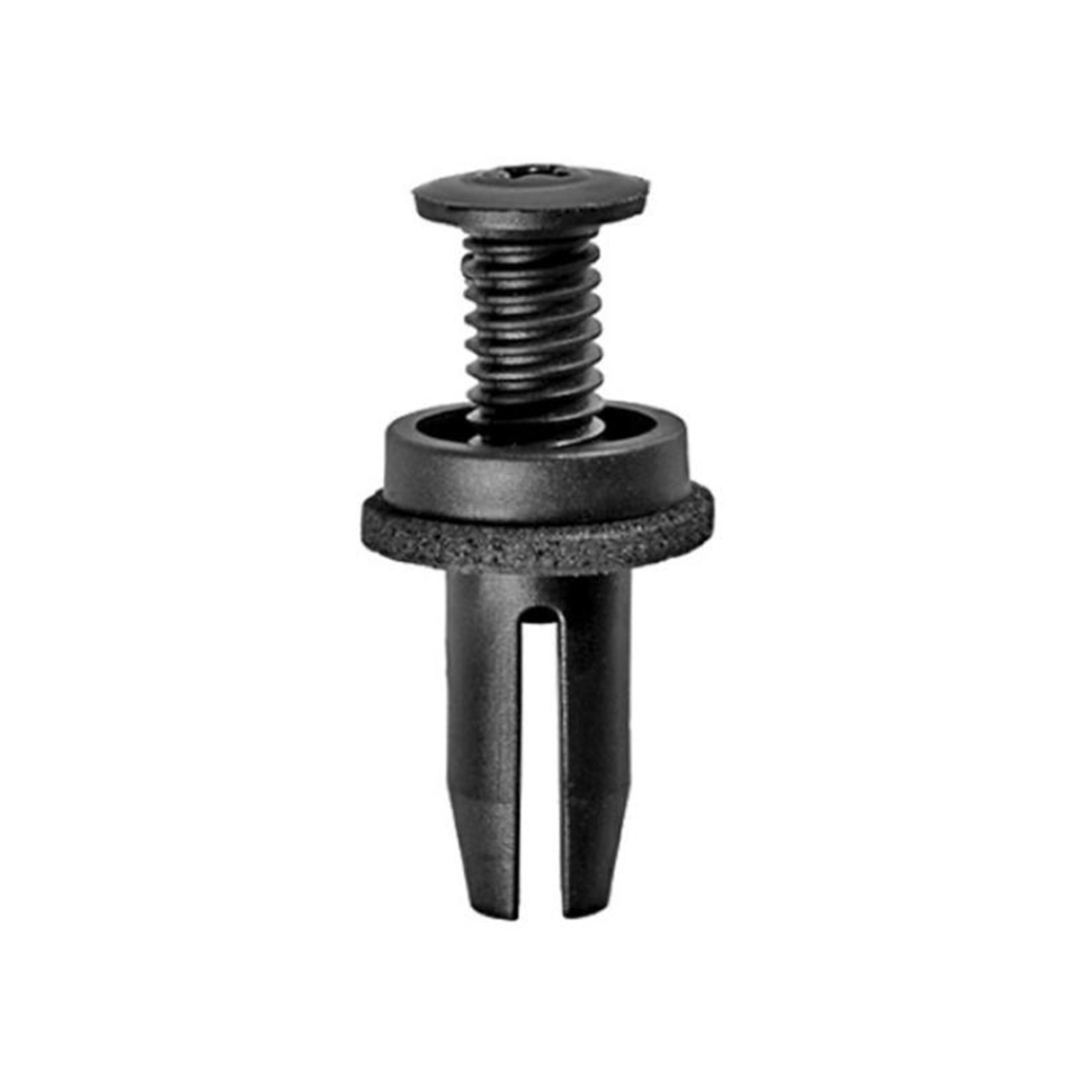 AVC21500 20 mm Dia. Head x 12 mm Stem Push & Screw-Type with Open End Cowl Vent Retainer, Nylon & Black
