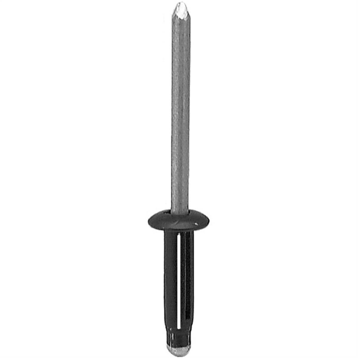 Split-Type Rivet - Black - 0.18 in. Dia. - Grip Range 0.04 to 0.34 in. - Durable Aluminum