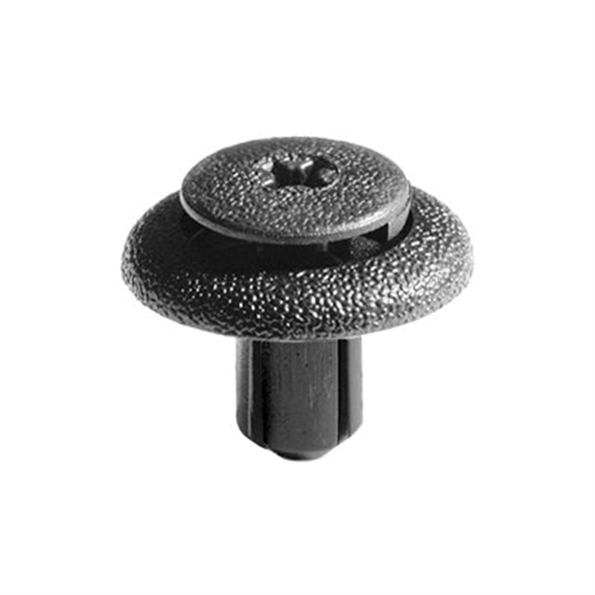 AVC17992 20 mm Dia. Head x 12 mm Stem x 7 mm Hole Push & Screw-Type with Open End Retainer, Nylon & Black