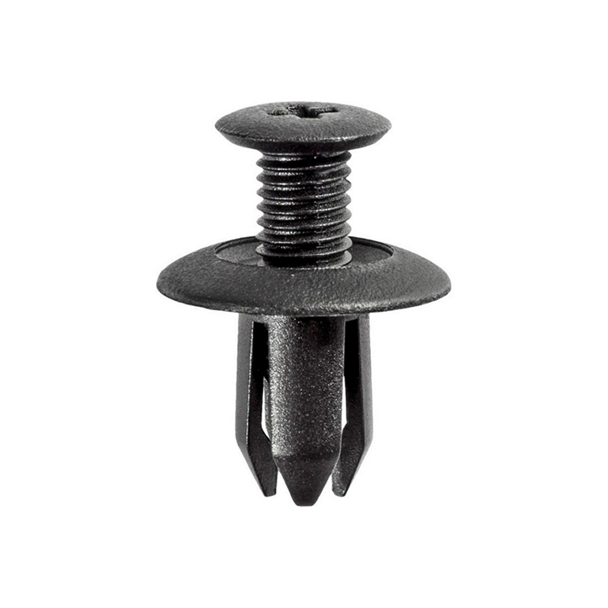 AVC17632 18 mm Dia. Head x 12 mm Stem x 8 mm Hole Push-Type Screw-Type with Open End Retainer, Nylon & Black