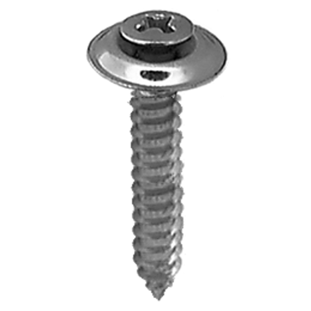 8 x 1in Phillips Oval Head Sems Tapping Screw Countersunk Chrome, 100PK