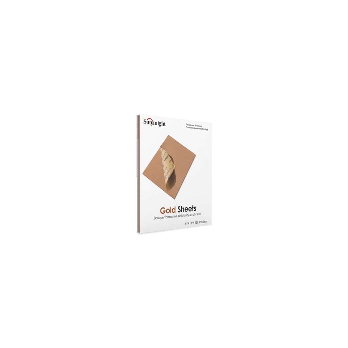 SUA09114 9 x 11 in. Gold Plain Sanding Sheet, P320 Grit, Premium Aluminum Oxide Abrasive