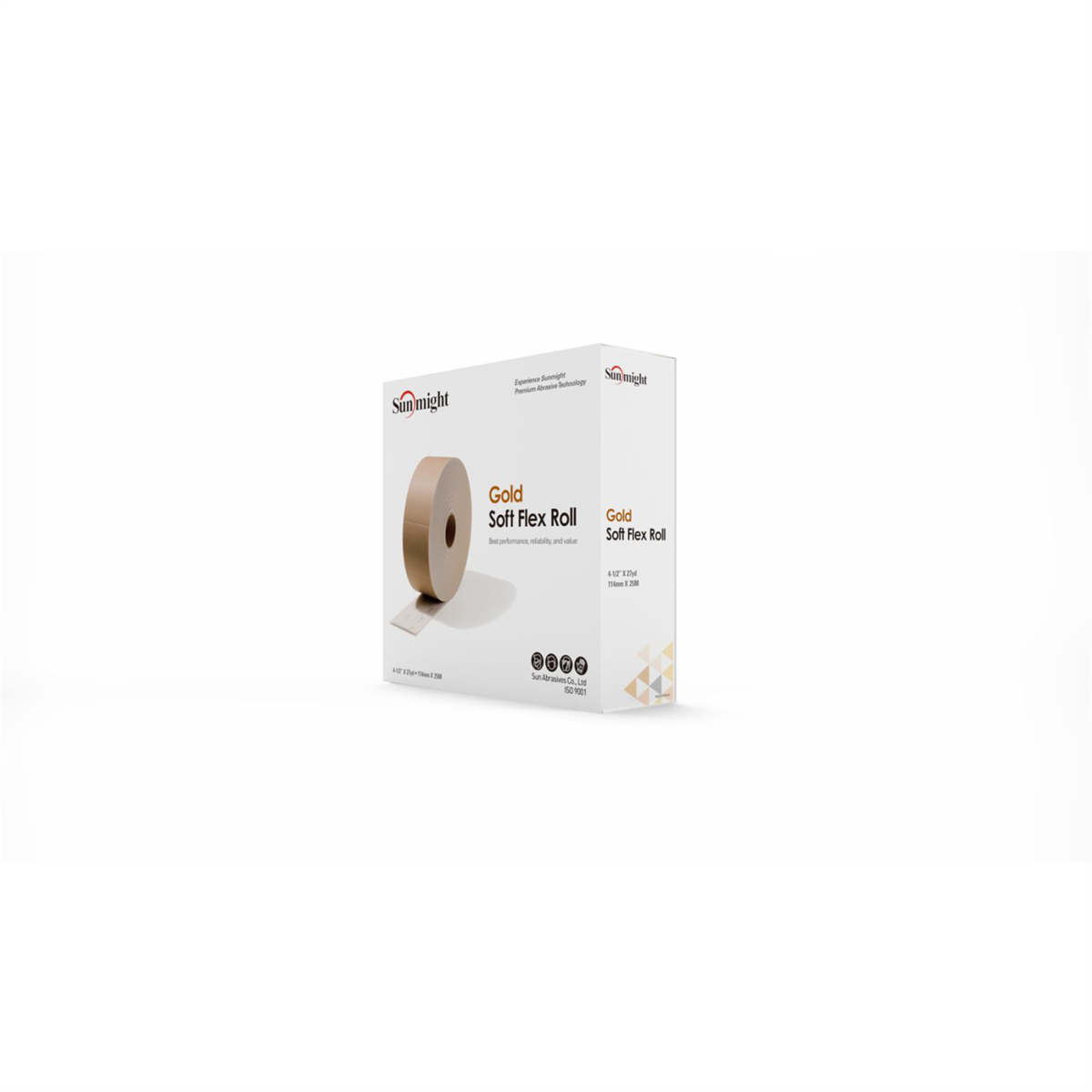 SUA32114 4.5 in. W x 27 yards Gold Open Coated Soft Flex Roll - P320 Grit - Premium Aluminum Oxide Abrasive