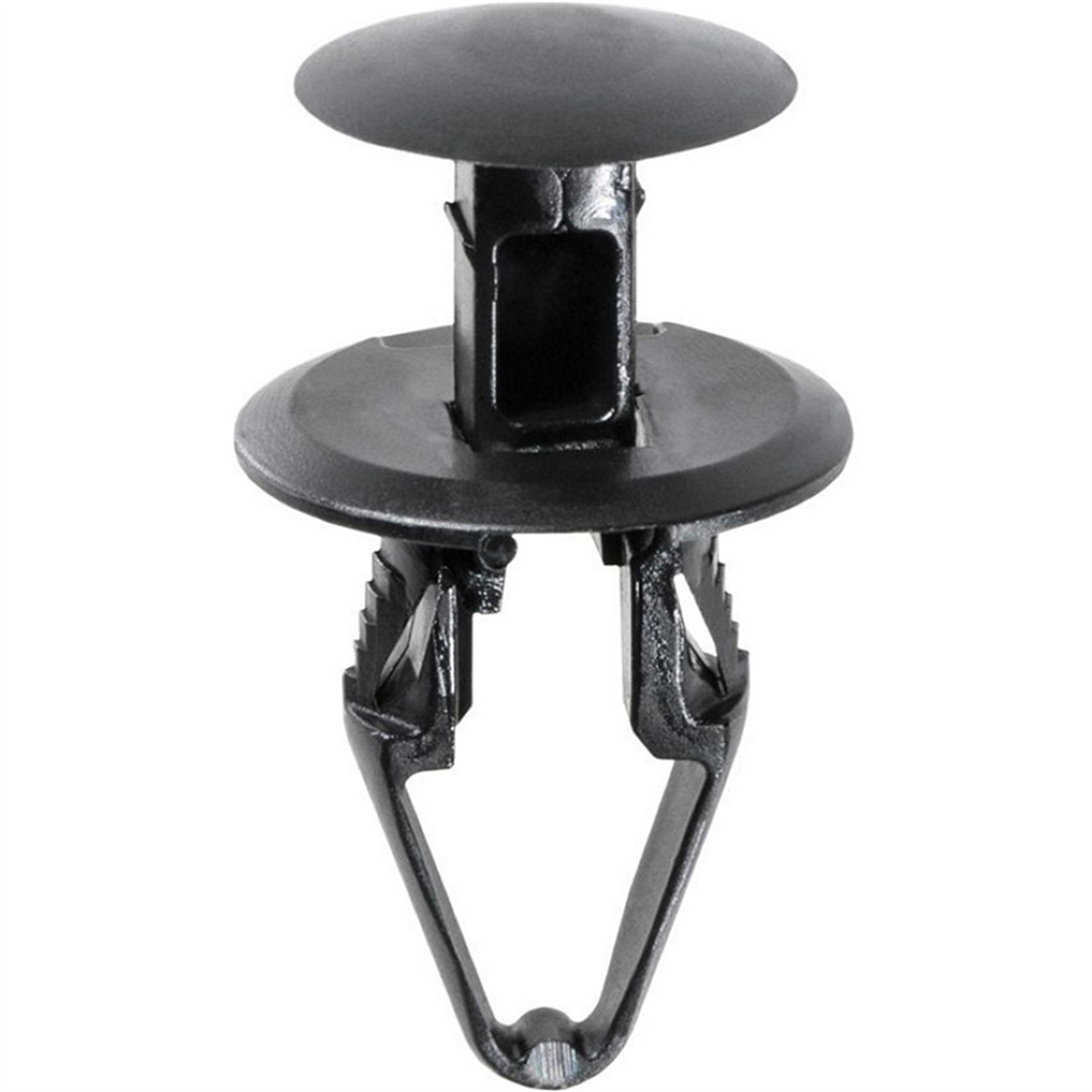 AVC20888 18 mm Dia. Head x 20 mm Stem Push-Type with Closed End Wheel & Bumper Retainer, Nylon - Black
