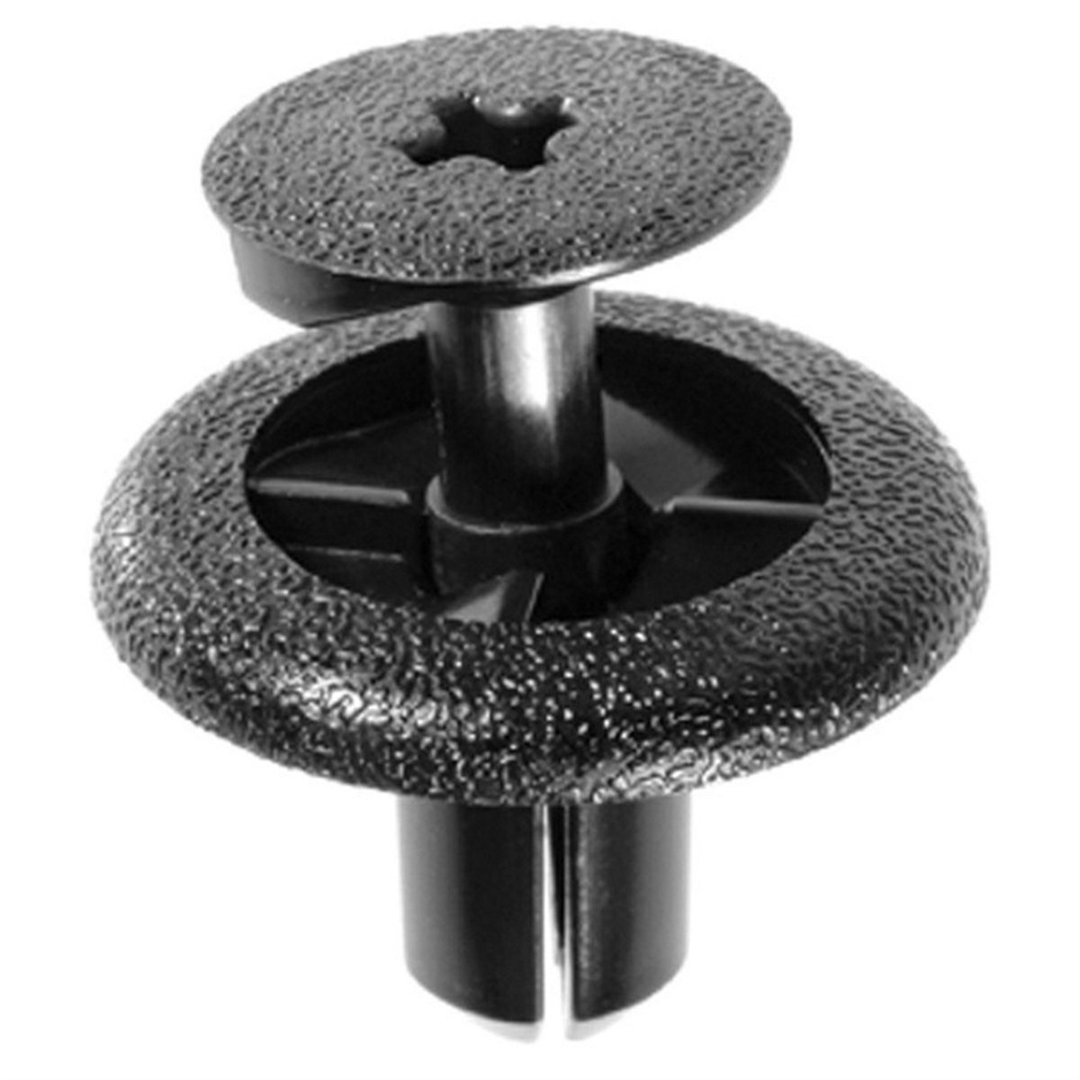 AVC21594 20 mm Dia. Head Push & Screw-Type with Open End Duct & Lower Molding Retainer, Nylon & Black