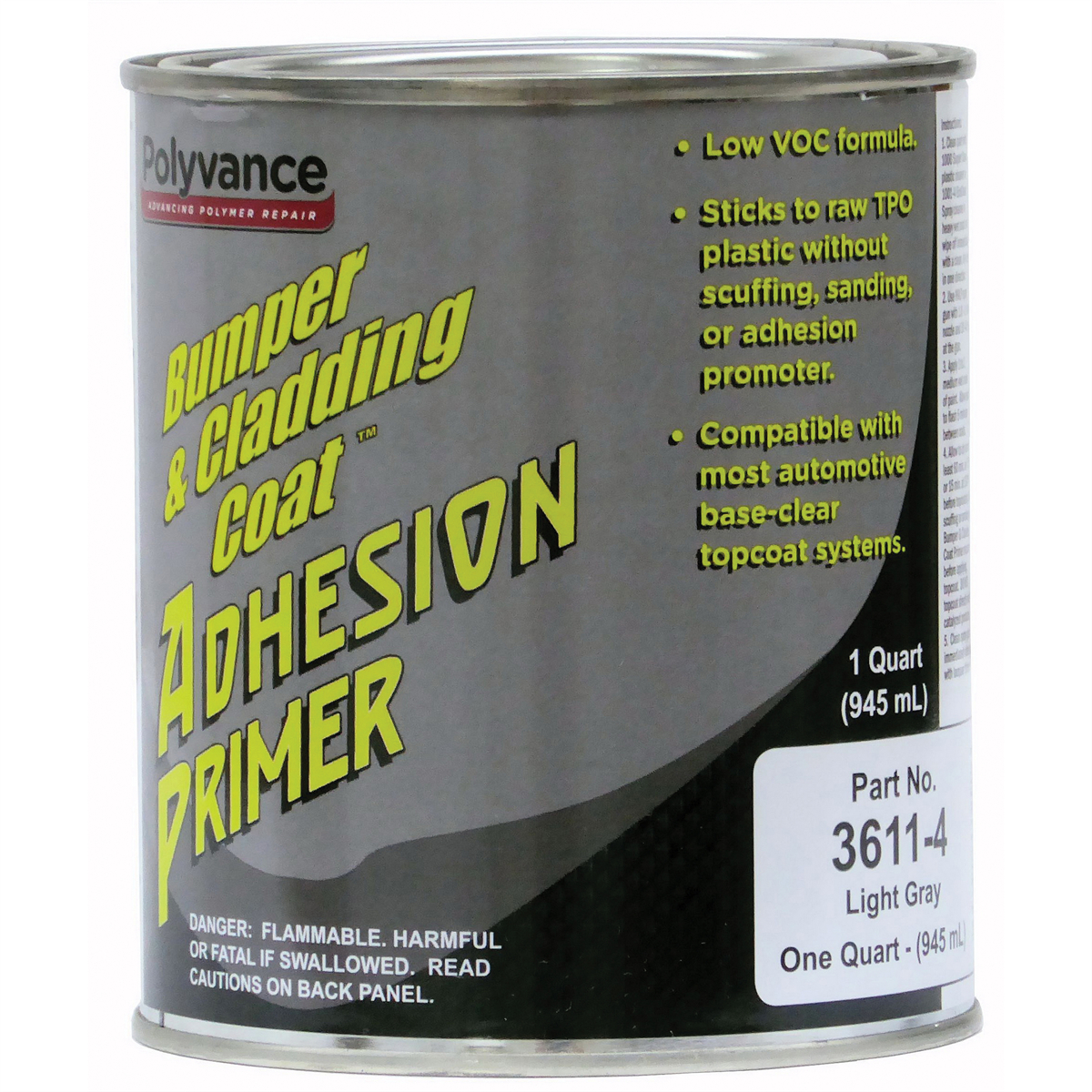 URE3611-4 1 qt. Bumper & Cladding Coat Low VOC Adhesion Primer - Pourable Liquid - Light Gray
