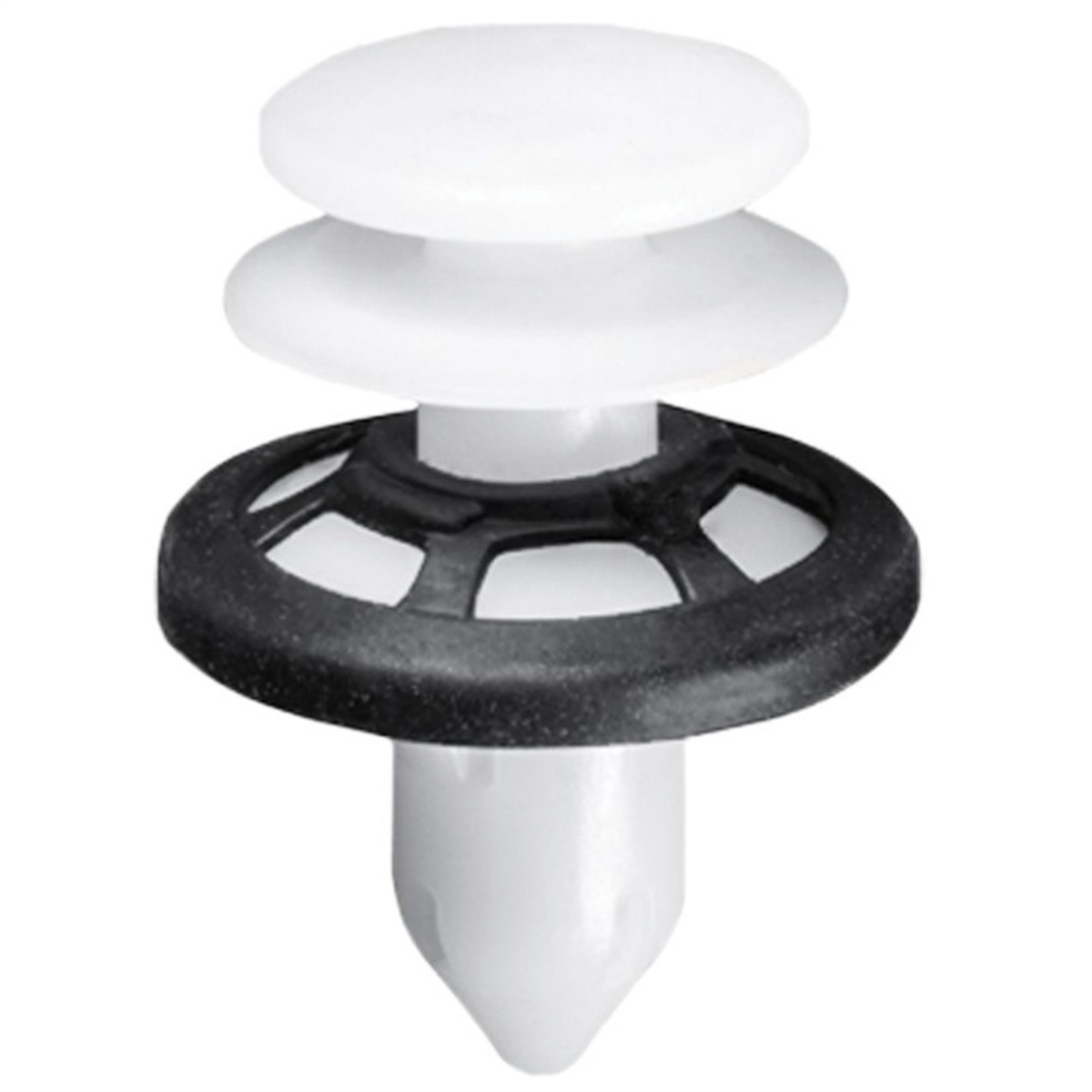 AVC21601 22 mm Dia. Head x 16 mm Stem x 9 mm Hole Push-Type Type 9 Retainer, Black & White