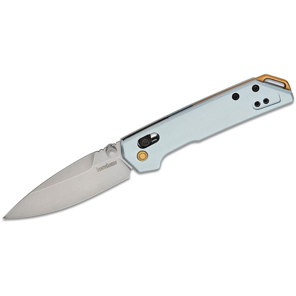 KER2051 Mini Iridium Manual Open DuraLock Spear Point Blade EDC Folding Pocket Knife, Ice Blue