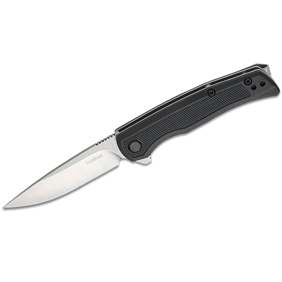 KER1428 Outfield Assisted Open Liner Lock 4CR14 Drop Point Blade with Sto ashed EDC Folding Pocket Knife, Black