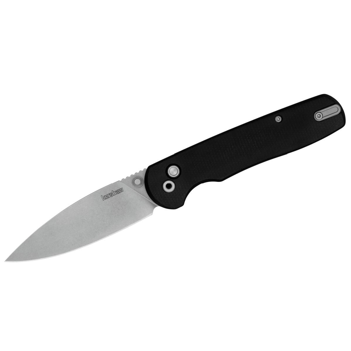 KER2054 Remnant Manual Open Button Lock D2 Spear Point Blade with Sto ashed EDC Folding Pocket Knife, Black Micarta