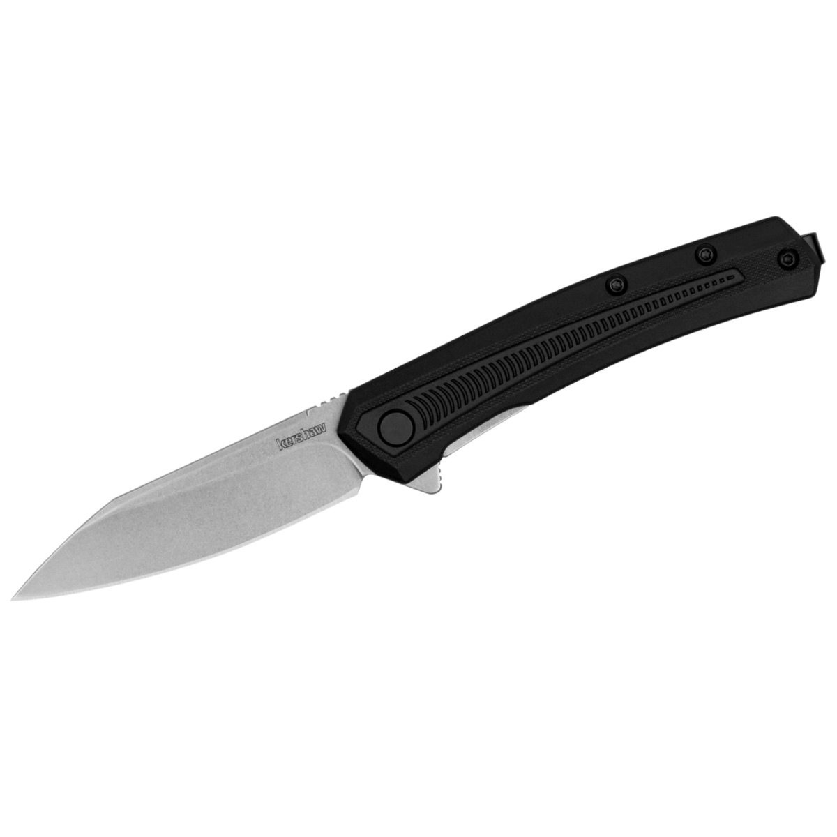 KER1427 Raygun Assisted Opening Reverse Tanto Folding Pocket Knife with Glass-Filled Nylon Handle - Black