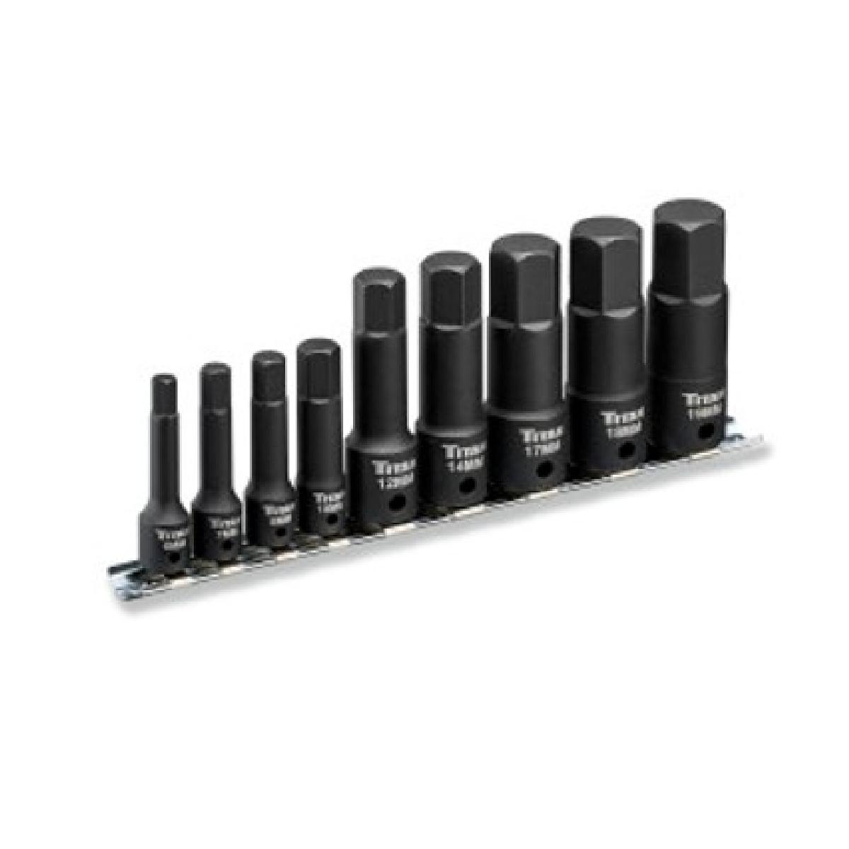 TIT49011 Impact Metric Hex Bit Socket Set, Powder Coated - 9 Piece