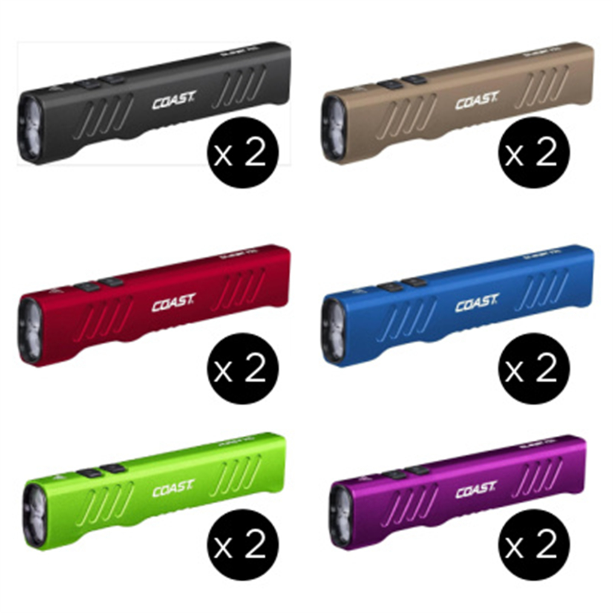 Coast Products COS31554 Slayer Pro 1150 Lumens Rechargeable Flashlight with Beam saver Memory Mode, Assorted Colors - Pack of 12