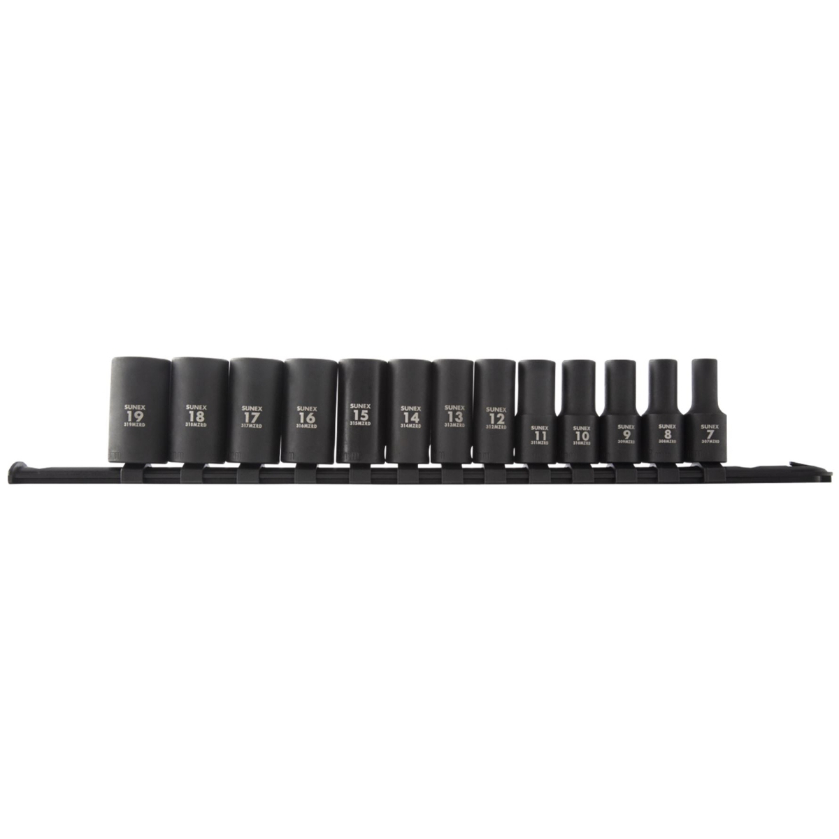 Sunex SUN3338A 0.38 in. Drive 12 Point Metric Semi-Deep Impact Socket Set -13 Piece