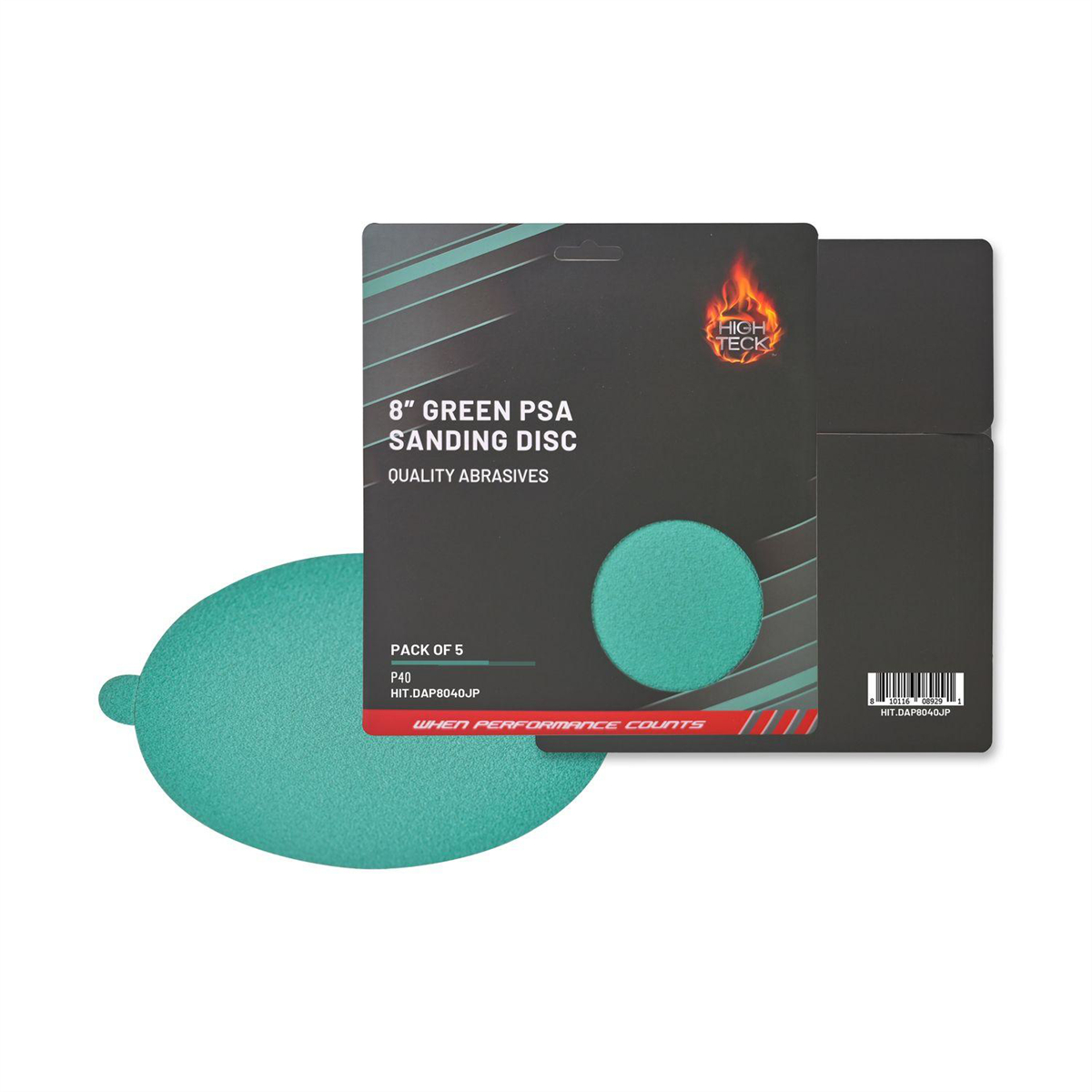 HITDAP8040JP 8 in. Green Spa Sanding Disc - 40 Grit - 5 Piece