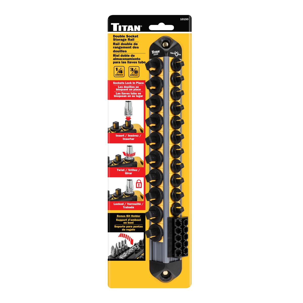 TIT10150 Double Socket Storage Rail for 0.25 & 0.375 in. Drive Sockets