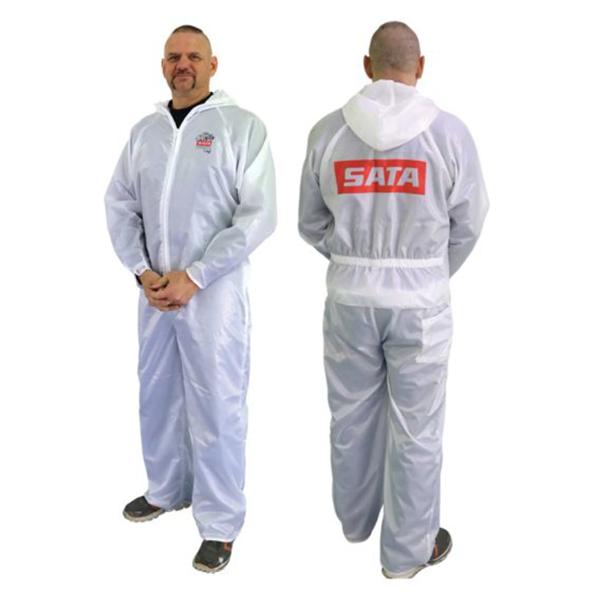 SAT530050W Dan-Am Elastic Waist Paint Suit, White - Extra Small