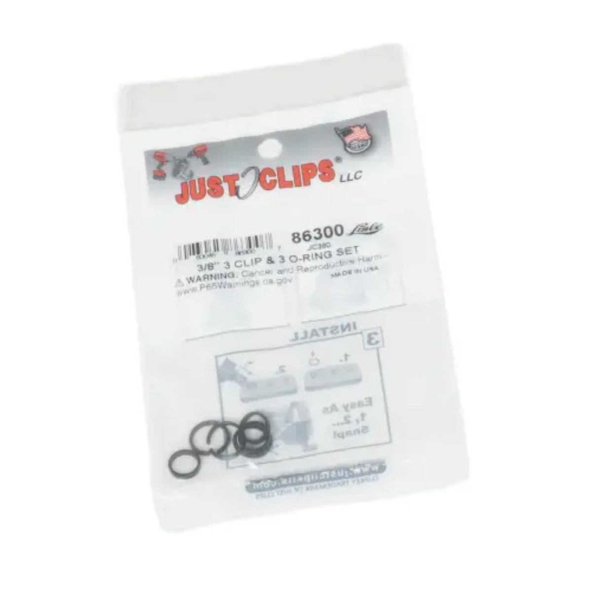 LIS86300 JC380 0.37 in. 3 Clips & 3 O-Rings Set