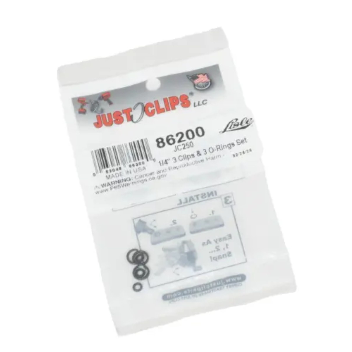 LIS86200 JC250 0.25 in. , 3 Clips & 3 O-Rings Set