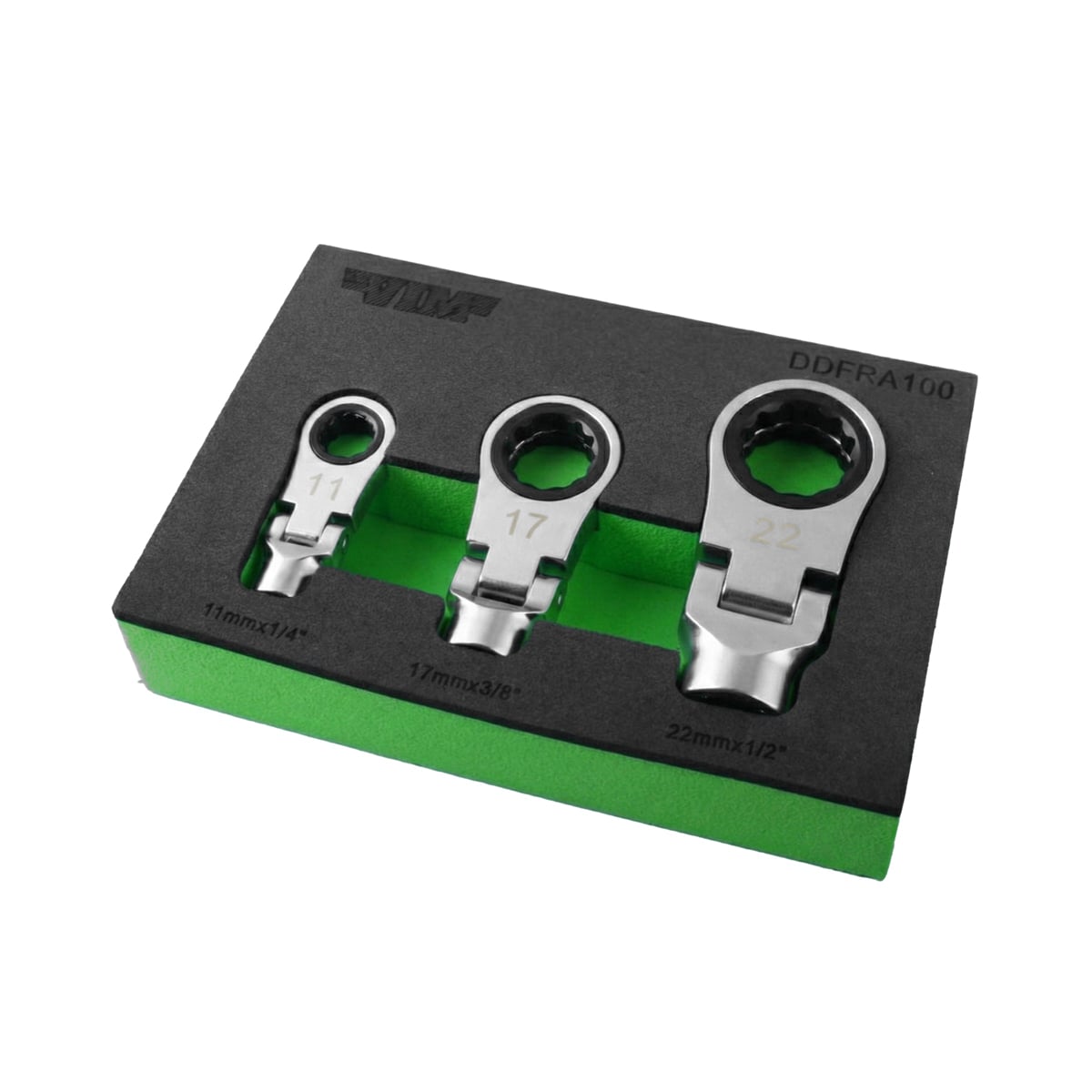 VIMDDFRA100 3 Piece Dual Drive Flex Ratcheting Attachment Set