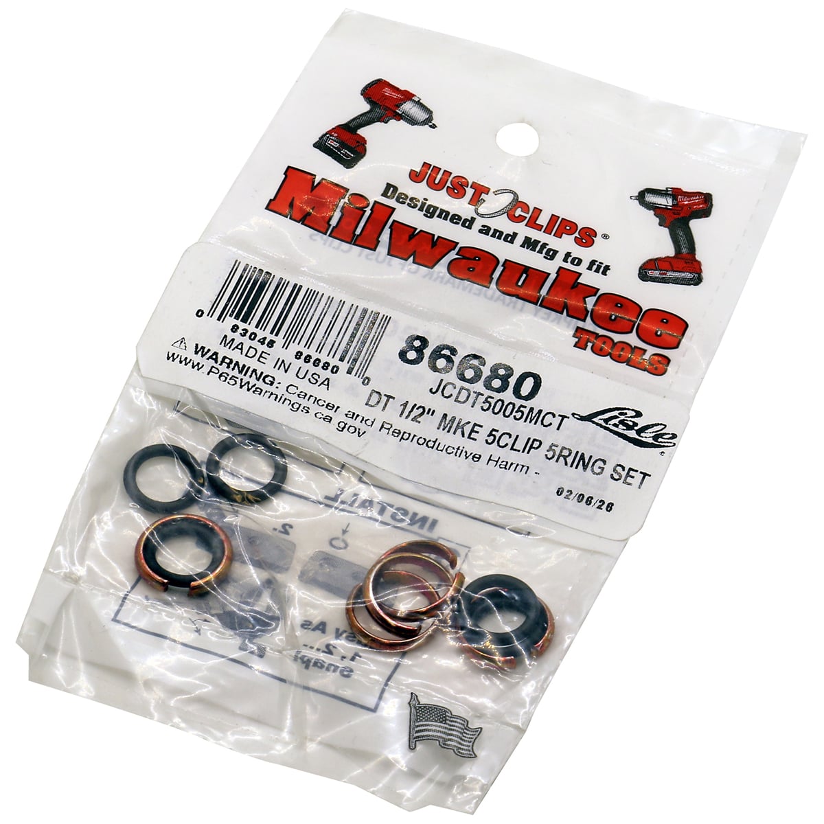 LIS86680 DT 0.5 in. MKE, 5 Clips & 5 Rings Set