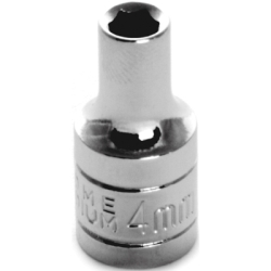 W36204 0.25 in. Drive 6 Point Shallow Chrome Socket, 4 mm