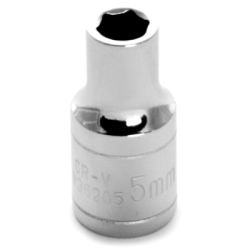 0.25 in. Drive 6 Point Shallow Chrome Socket, 5 mm