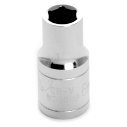 0.25 in. Drive 6 Point Shallow Chrome Socket, 6 mm