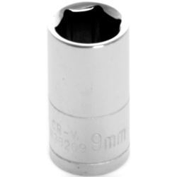 W36209 0.25 in. Drive 6 Point Shallow Chrome Socket, 9 mm