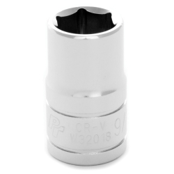 6 Point Shallow Chrome Socket, 0.5 in.