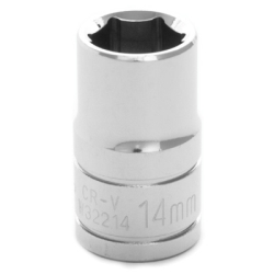 0.5 in. Drive 6 Point Shallow Chrome Socket, 14 mm