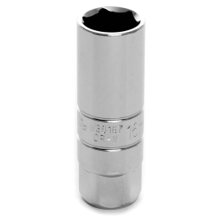 W38167 0.37 in. Drive 16 mm 6 Point Deep Chrome Spark Plug Socket with 19 mm Hex Bolster