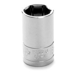 0.5 in. Drive 6 Point Shallow Chrome Socket, 16 mm