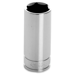 0.37 in. Drive 6 Point Deep Chrome Socket, 19 mm