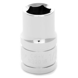 6 Point Shallow Chrome Socket, 0.5 in.