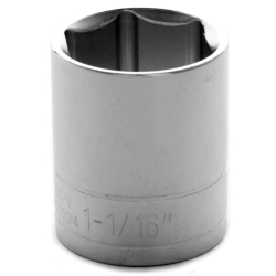 6 Point Shallow Chrome Socket, 0.5 in.
