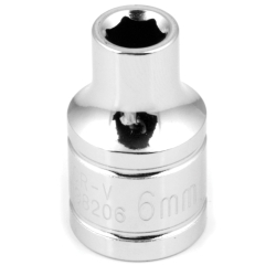 0.37 in. Drive 6 Point Shallow Chrome Socket, 6 mm
