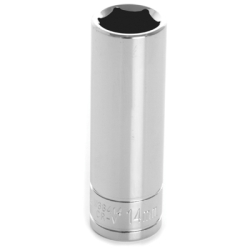 0.37 in. Drive 6 Point Deep Chrome Socket, 14 mm