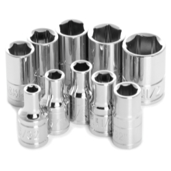 W36002 10 Piece 0.25 in. Drive 6 Point SAE Socket Set