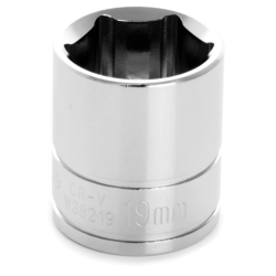 W38219 0.37 in. Drive 6 Point Shallow Chrome Socket, 19 mm