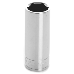 0.37 in. Drive 6 Point Deep Chrome Socket, 17 mm