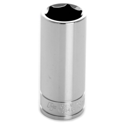 0.37 in. Drive 6 Point Deep Chrome Socket, 18 mm