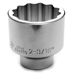 Performance Tool W34570 Chrome Socket, 3/4 Drive, 2-3/16", 12 Point, Shallow