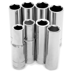 Performance Tool 8-Piece 1/2" Drive 6-Point Metric Deep Socket Set (W32400)