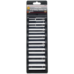 Performance Tool 8-Pc 1/2" Drive 12-Point SAE Deep Socket Set (W32600)
