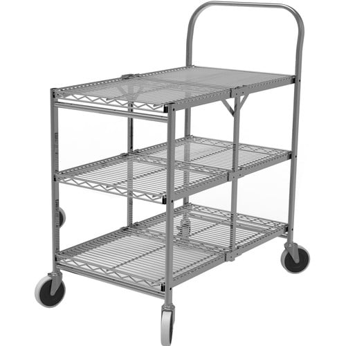 Three-Shelf Collapsible Wire Utility Cart